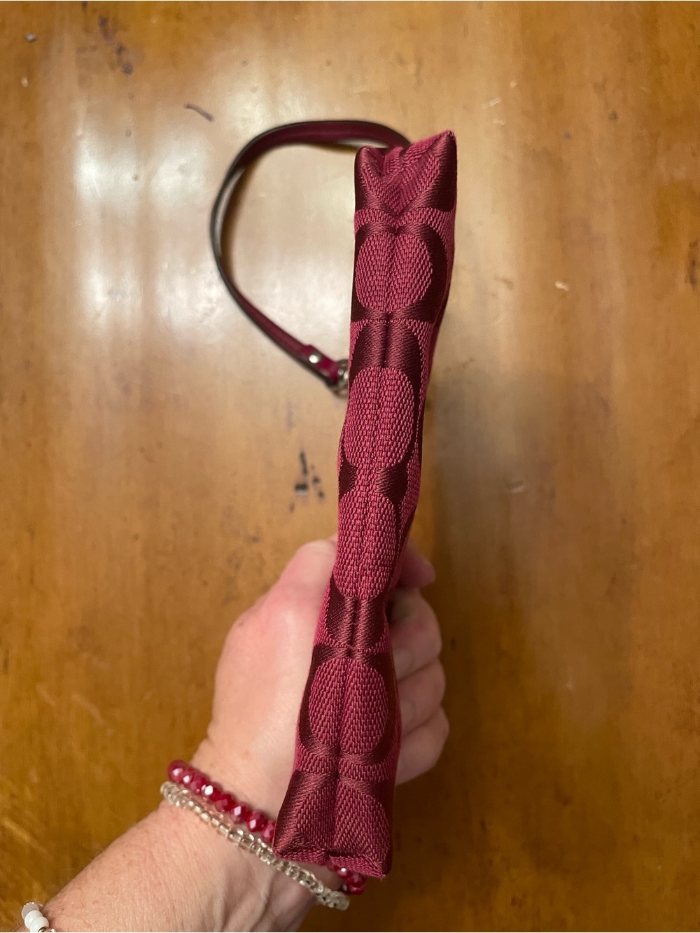 Coach Signature Jacquard Wristlet in Wine - Picture 4 of 7